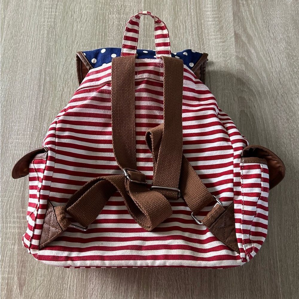 PREOWNED … Stylish Polka Dot and Striped “AMERICANA” Backpack / Bookbag - Picture 2 of 3